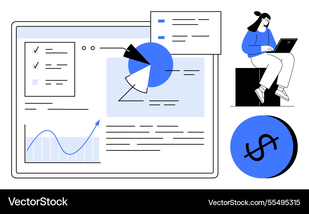 Business data analysis with charts checklists Business data analysis with charts checklists vector image