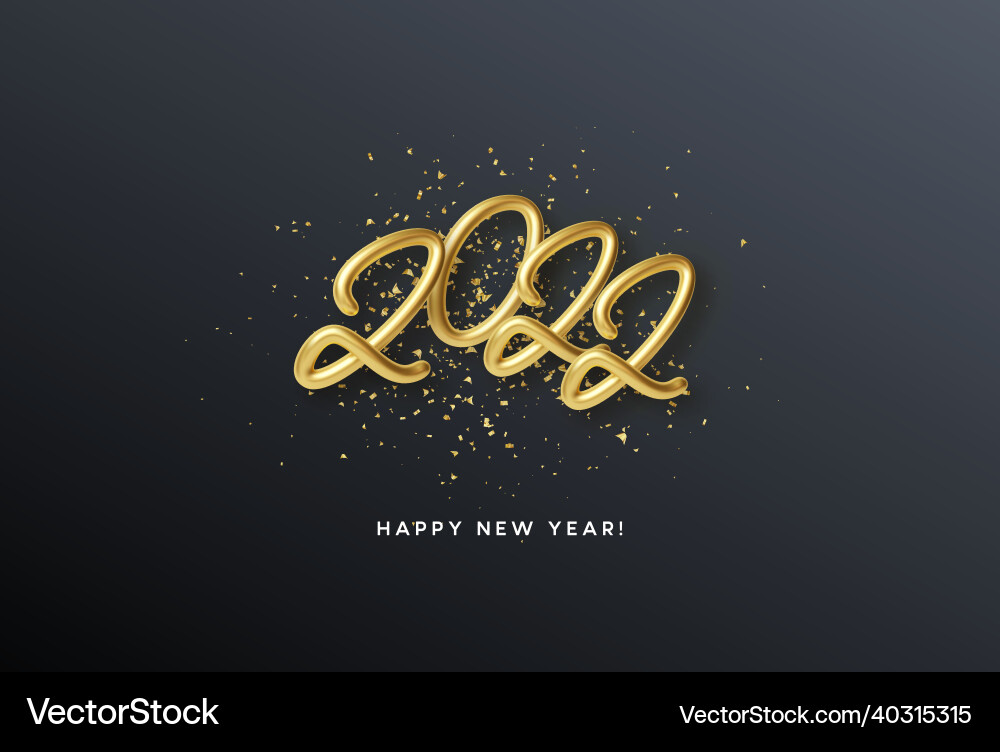 Calendar header 2022 realistic metallic gold Calendar header 2022 realistic metallic gold vector image
