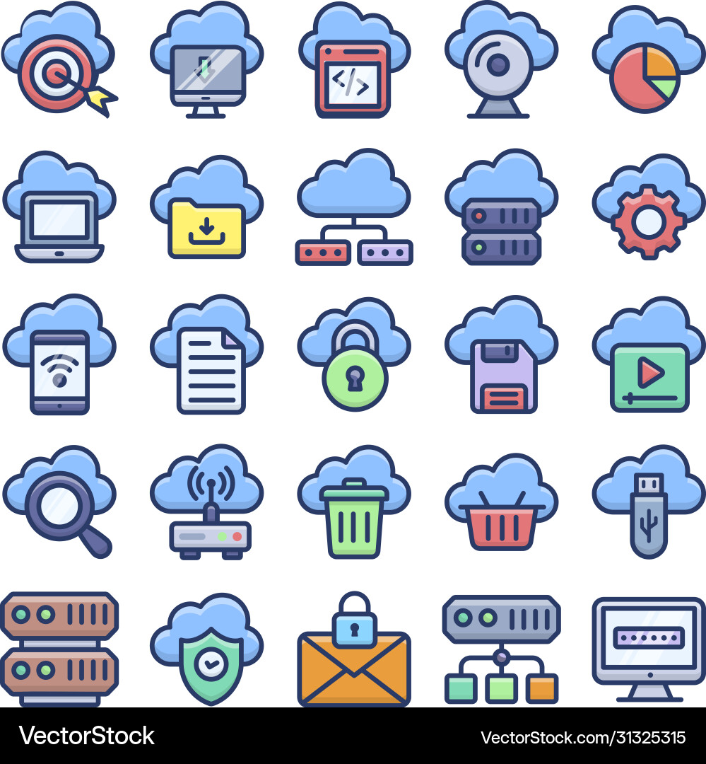 Cloud computing storage and databases flat vector image