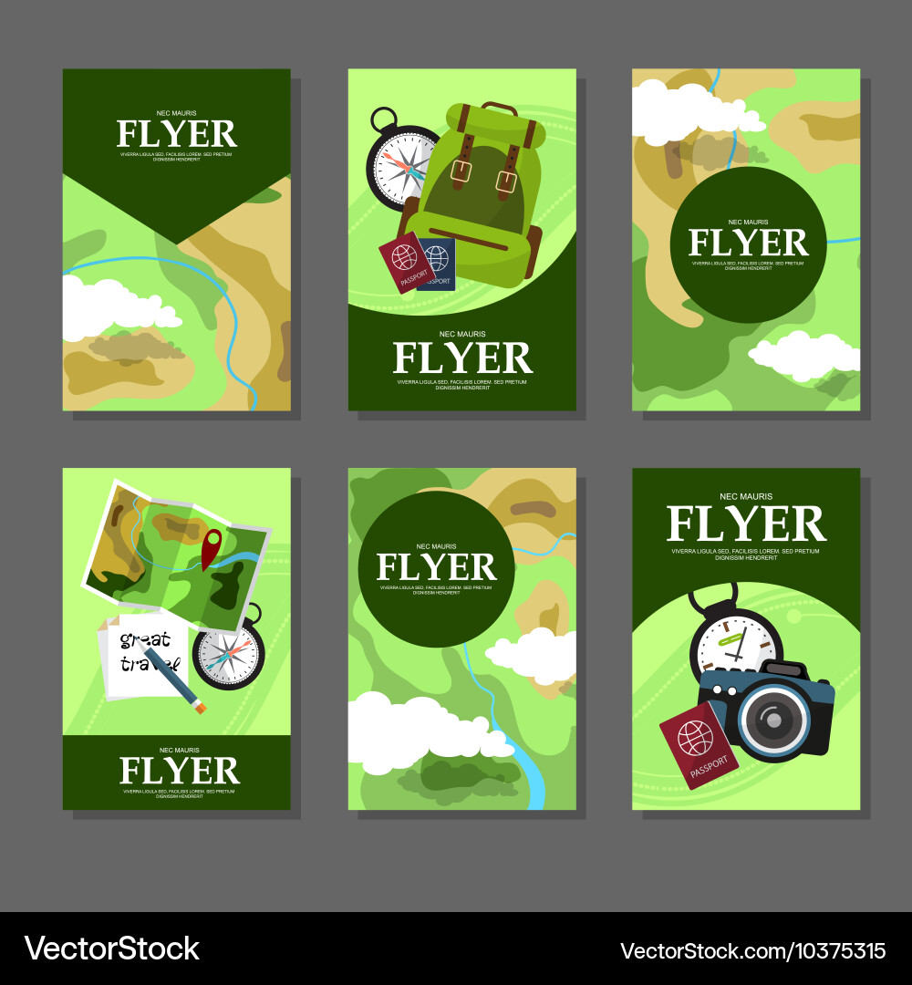 Collection of rectangular cards with maps Vector Image