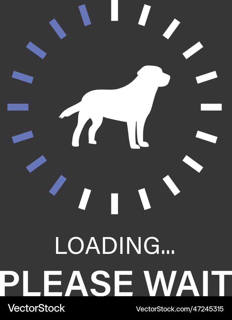 Dog loading please wait Vector Image