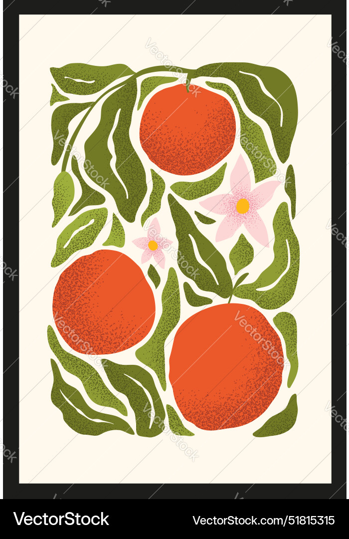 Drawing colorful abstract oranges and green Vector Image