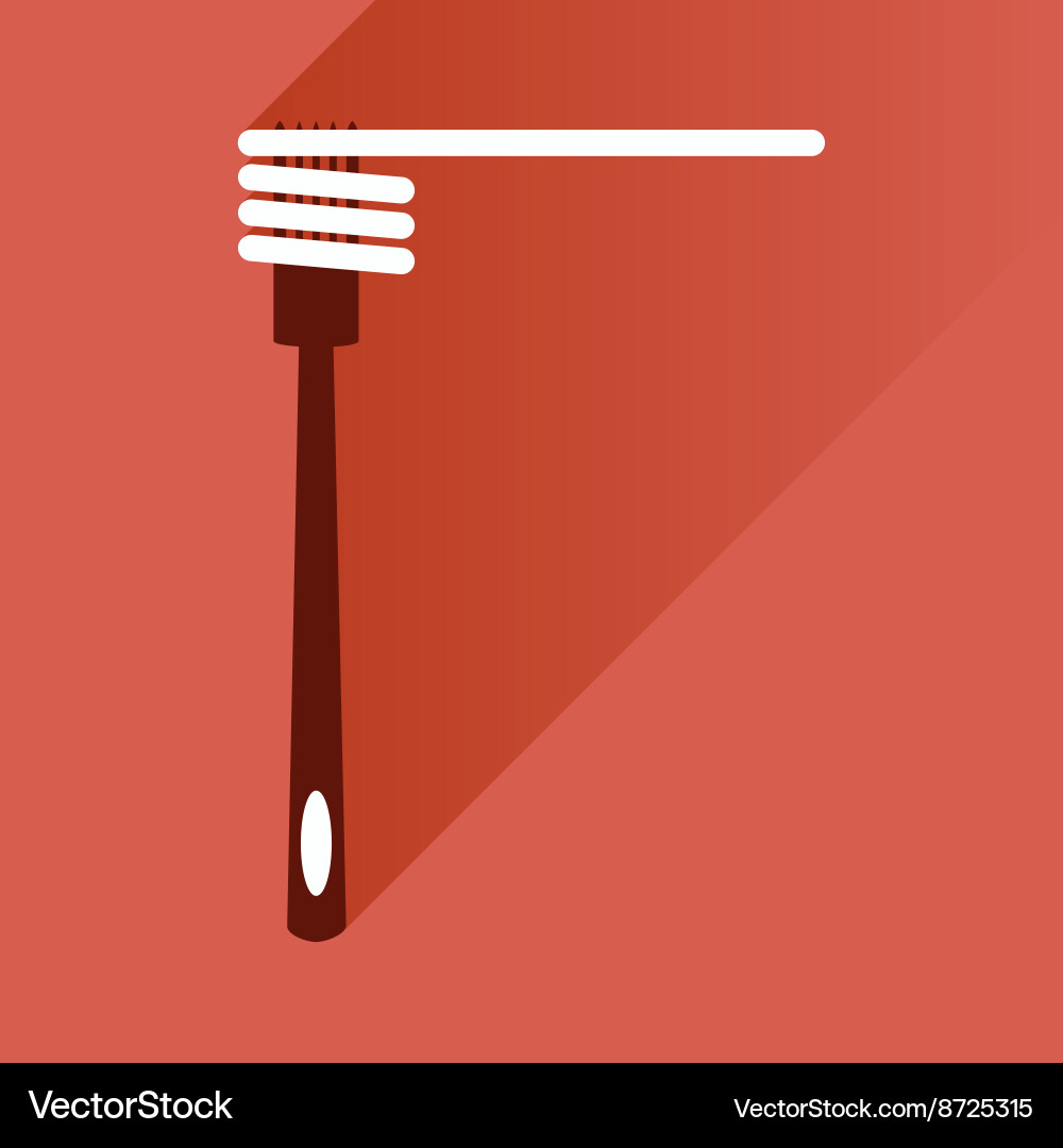 Flat icon with long shadow spaghetti on fork Vector Image