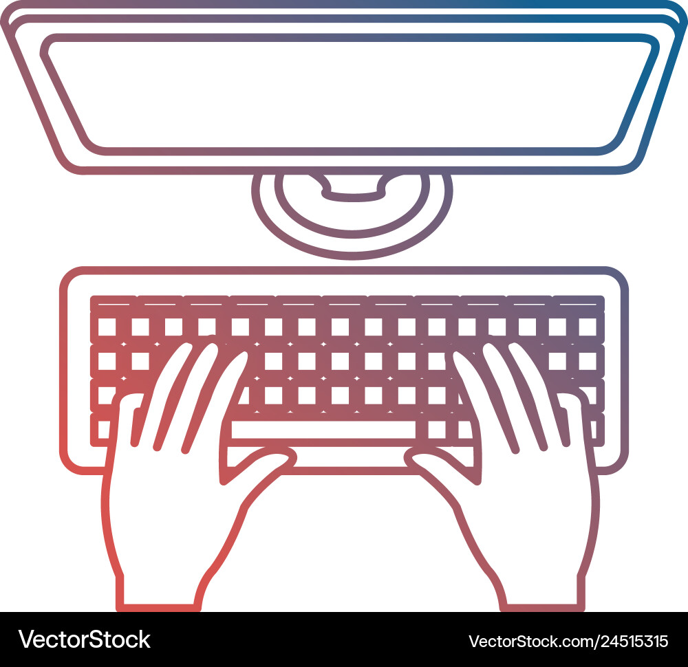Hands typing in keyboard desktop Vector Image