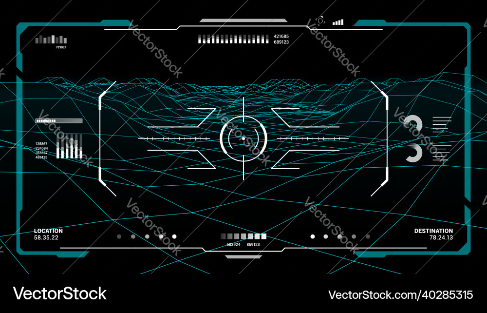 Hud futuristic monitor screen interface target ui Hud futuristic monitor screen interface target ui Vector Image