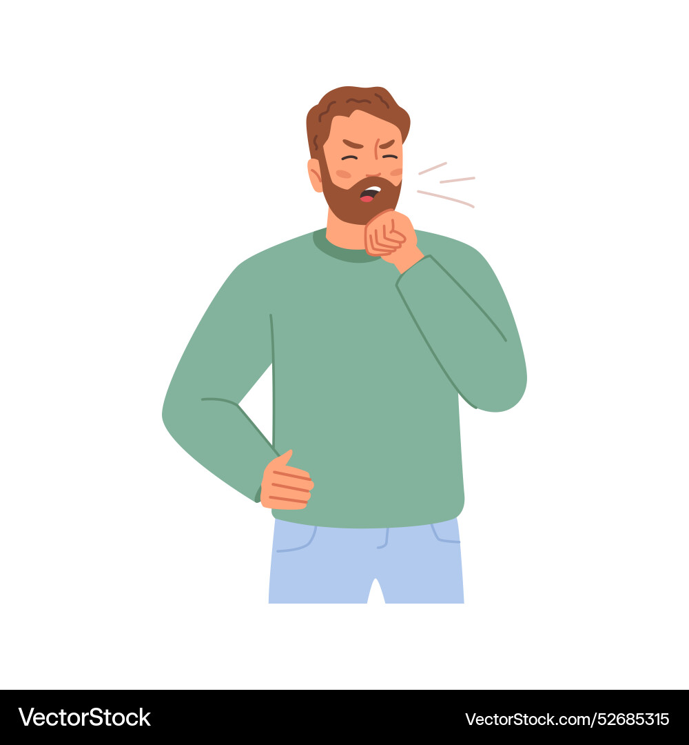 Man having flu coughing person with running nose Man having flu coughing person with running nose vector image