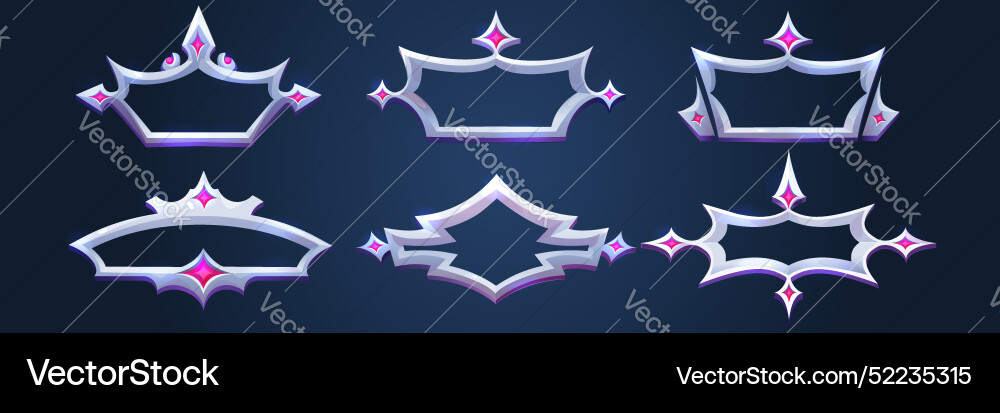 Medieval ui game frame metal border for button Medieval ui game frame metal border for button vector image
