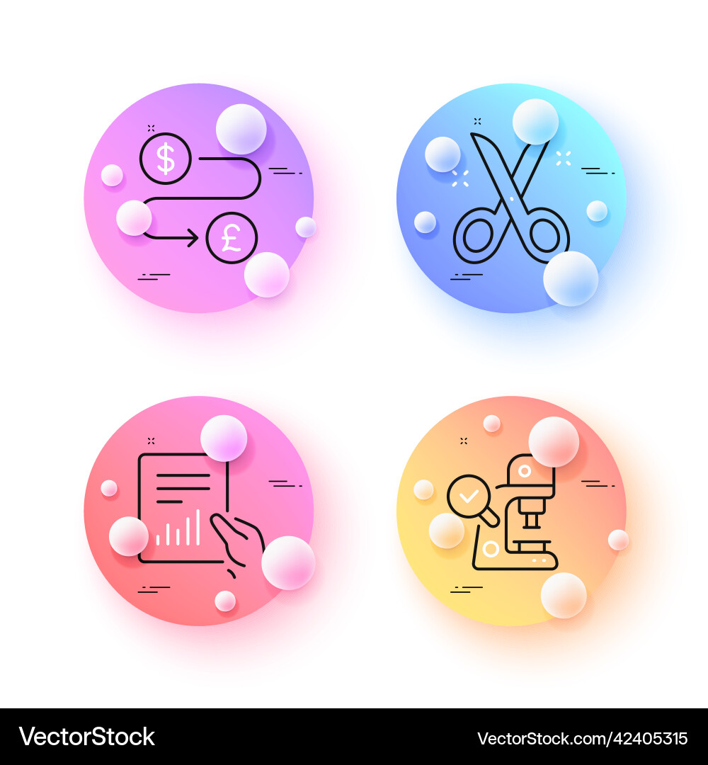 Money transfer microscope and scissors minimal Vector Image