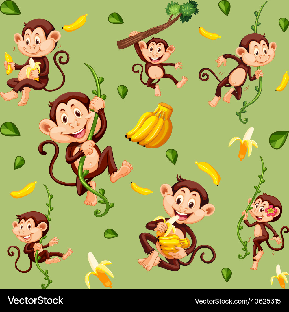 Monkey seamless pattern background Monkey seamless pattern background vector image