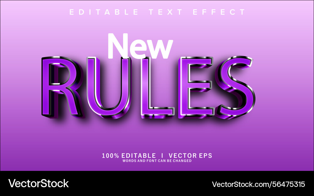 New rules 3d text effect with modern style design New rules 3d text effect with modern style design vector image