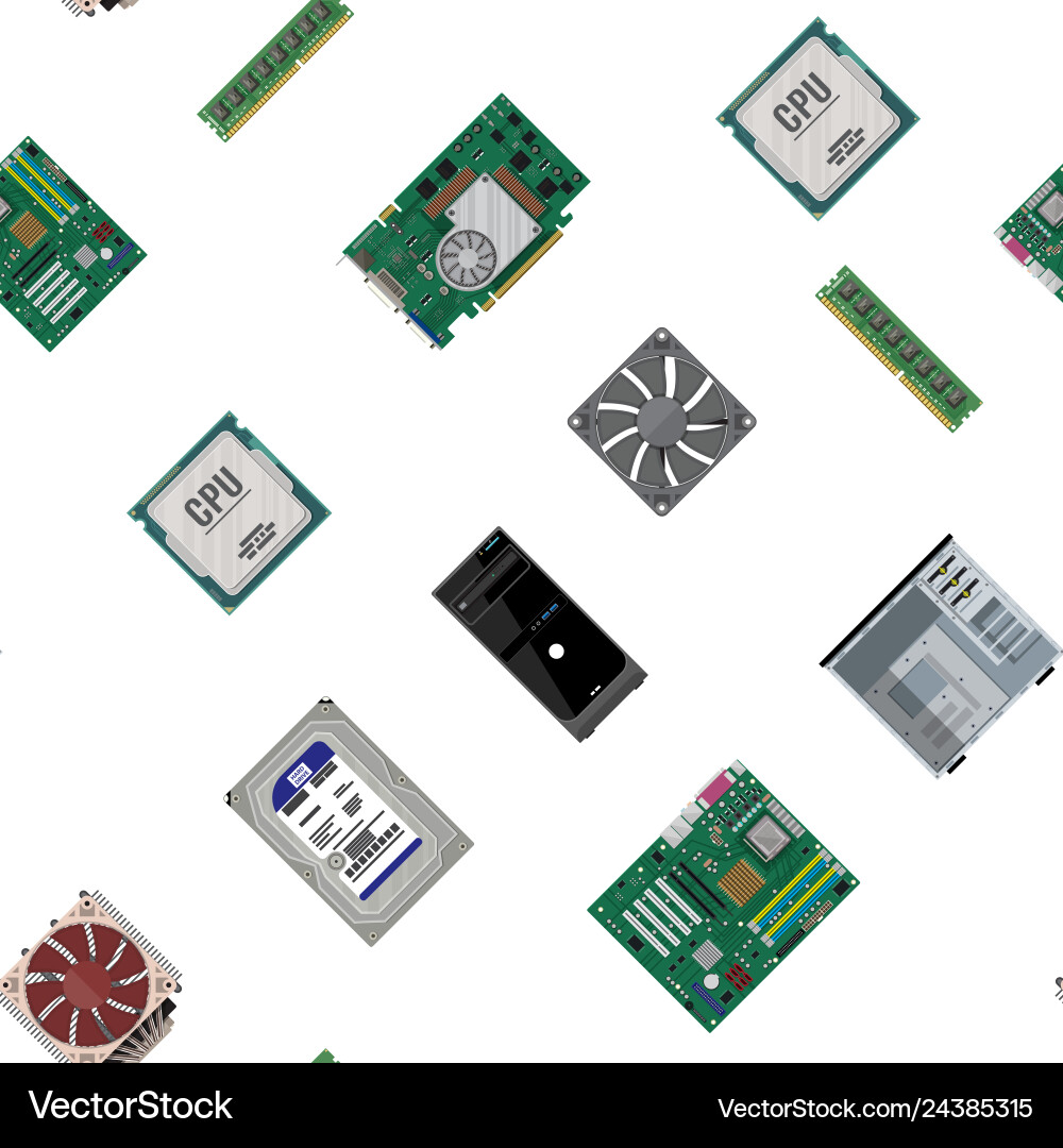 PC Components Seamless Pattern vector image