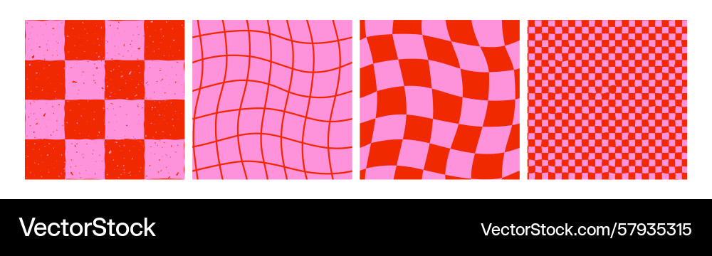 Retro checker pattern backgrounds in red and pink Vector Image