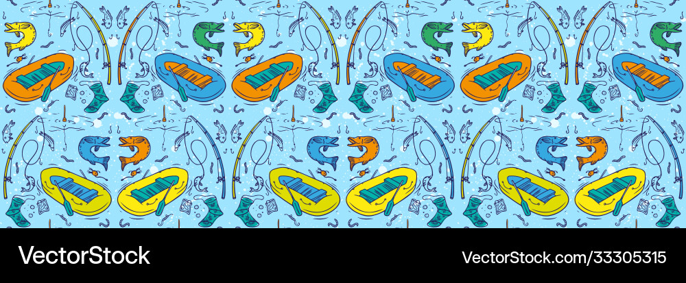 Seamless pattern on theme fishing a simple Vector Image