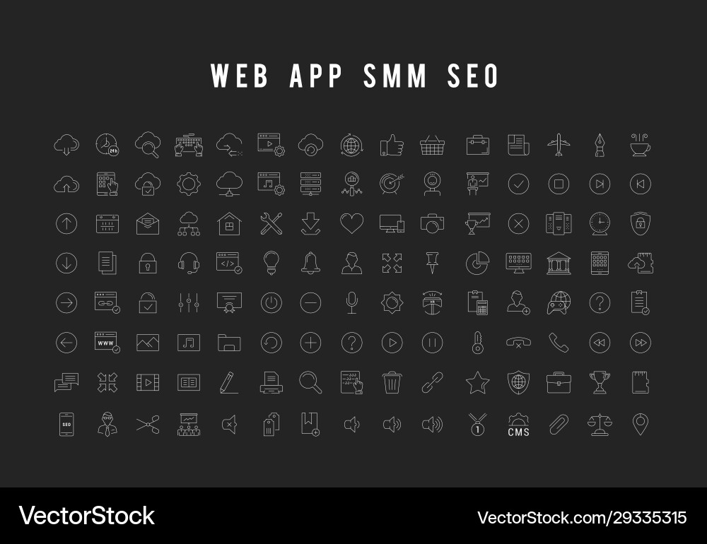 Set flat line icons seo and web design Set flat line icons seo and web design vector image