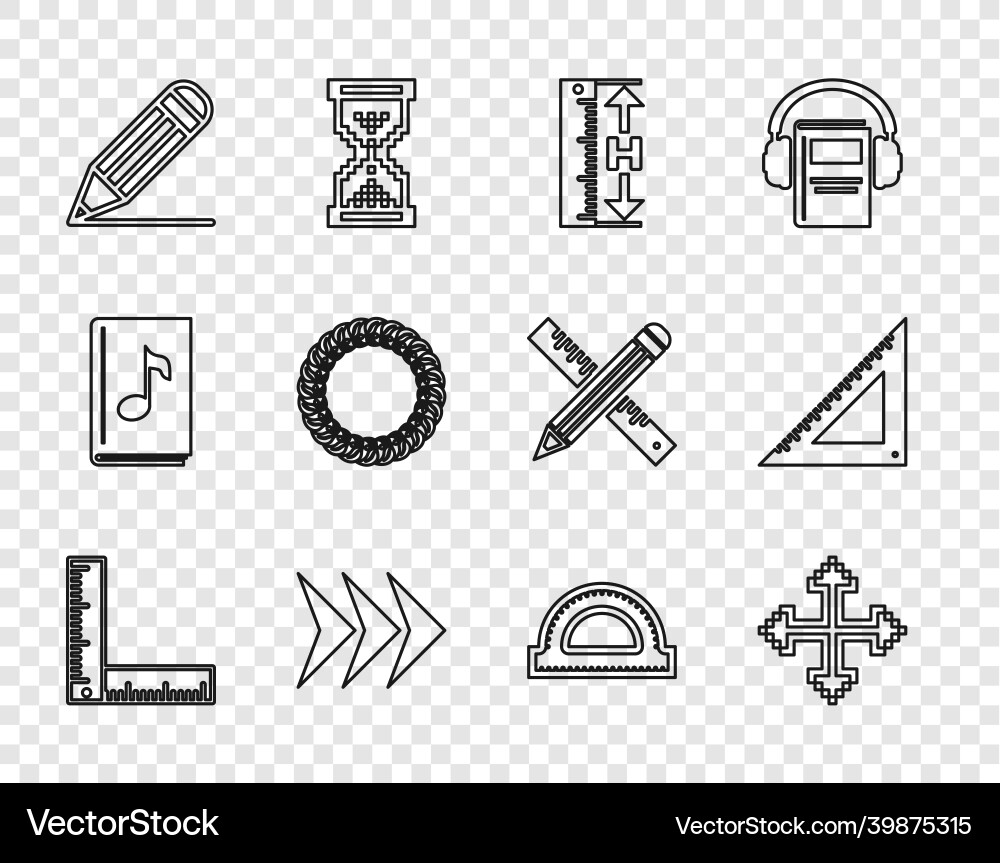 Set line folding ruler pixel arrows four Vector Image