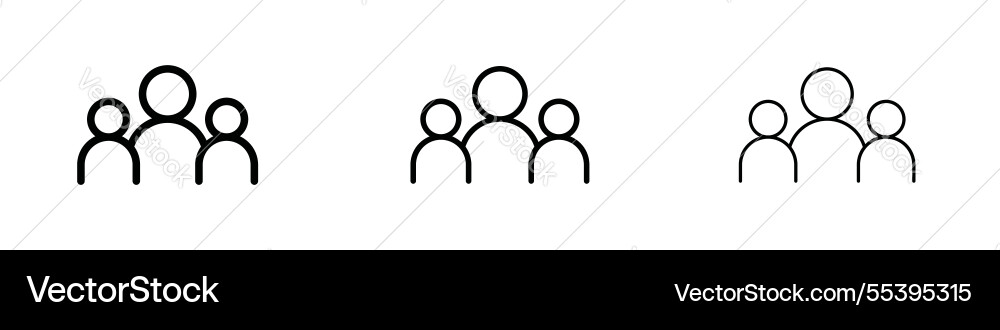 Users icons in three different stroke lines Users icons in three different stroke lines vector image
