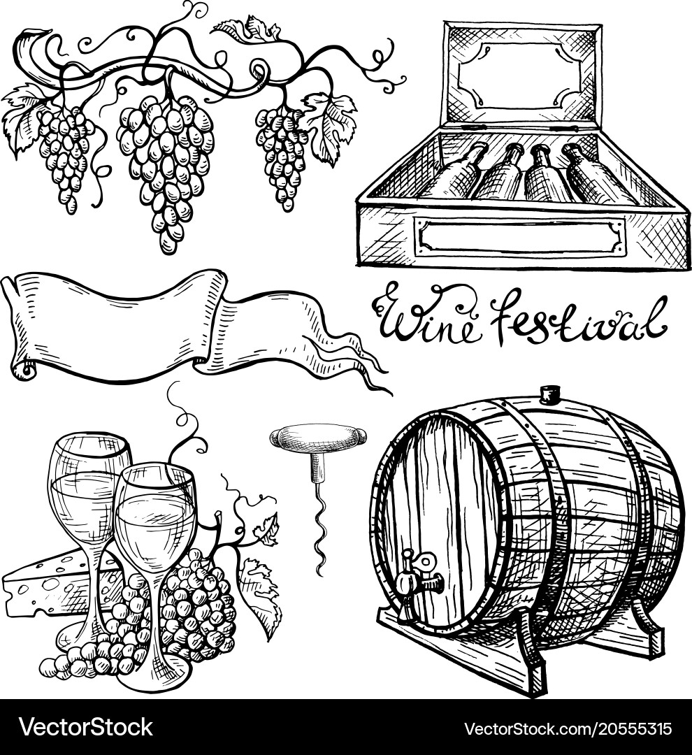 Wine set Royalty Free Vector Image - VectorStock