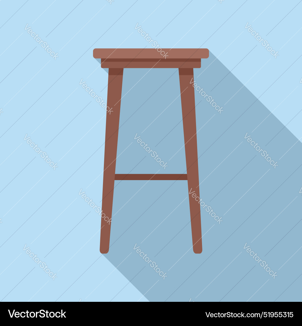 Wooden bar stool standing on blue background Vector Image