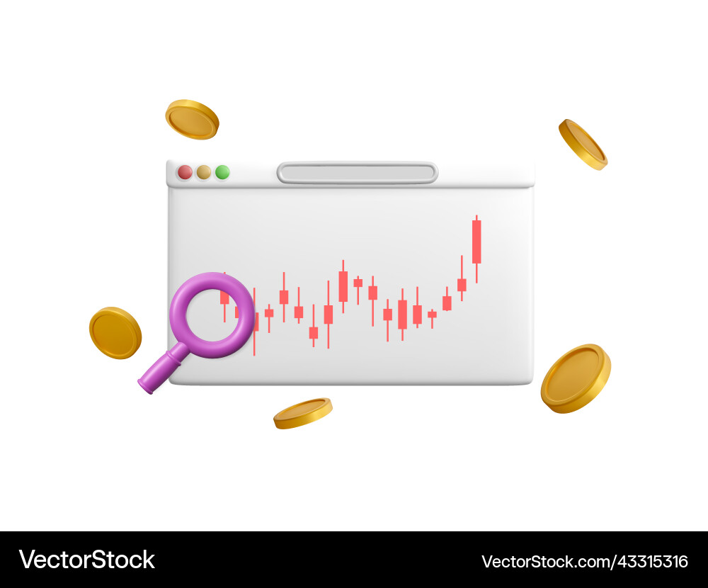 3d online trading with graph in browser 3d online trading with graph in browser Vector Image