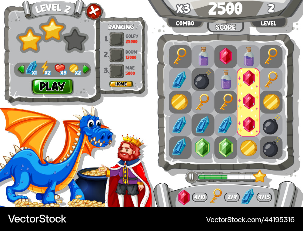 A game background template with elements vector image