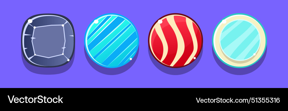 Bright button for game interface design set Bright button for game interface design set vector image