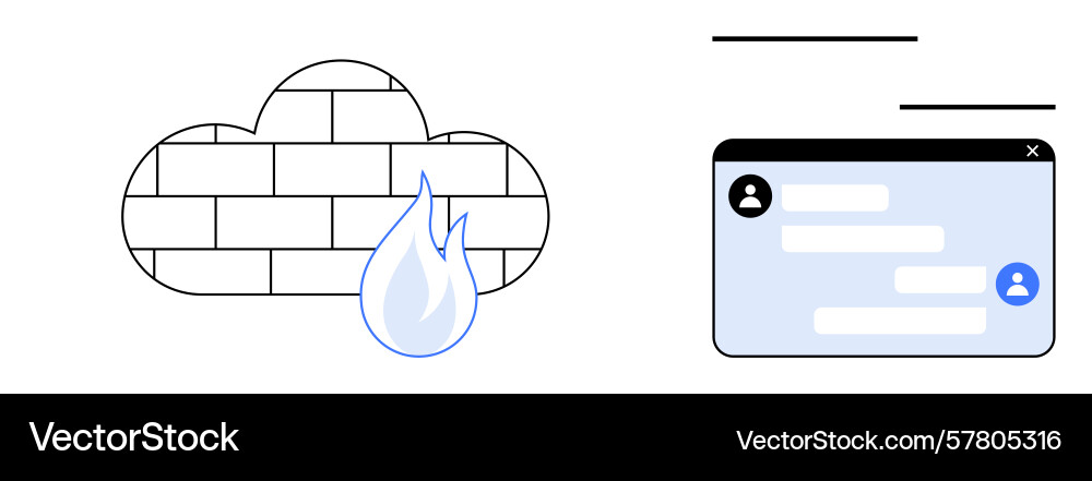 Cloud firewall and secure messaging concept Vector Image
