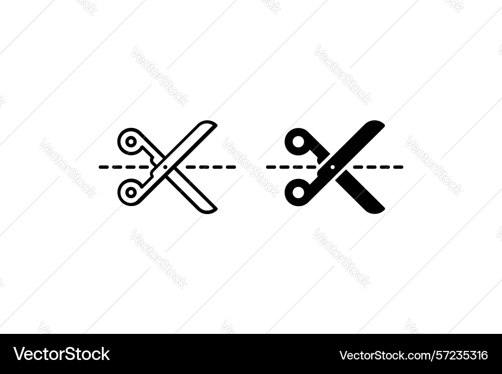 Cut here icon set a black of scissors Vector Image