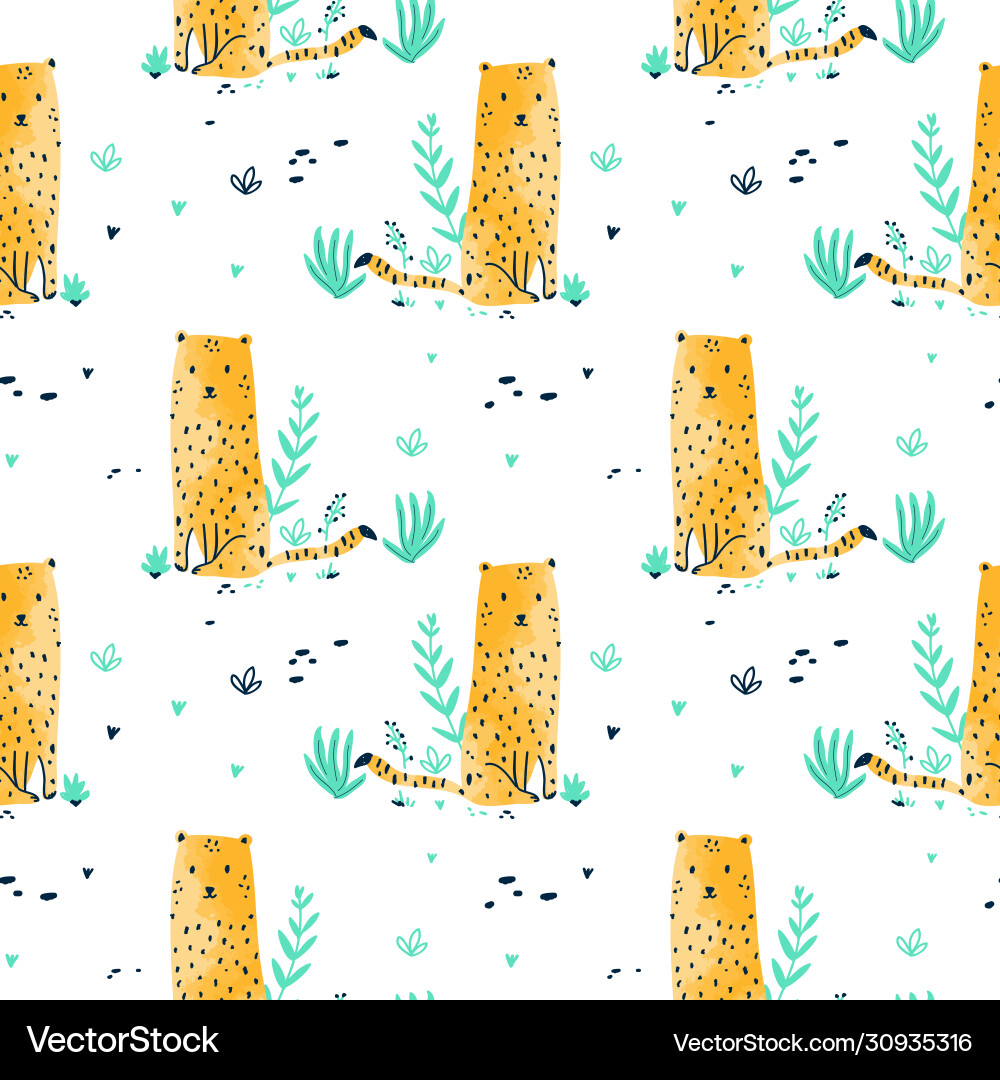 Cute leopard seamless pattern print design vector image