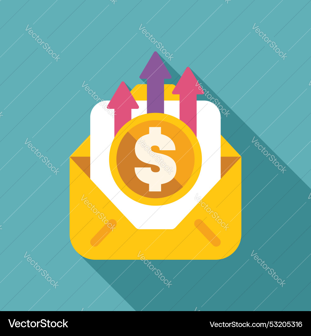 Dollar coin increasing in value coming out of open Dollar coin increasing in value coming out of open Vector Image