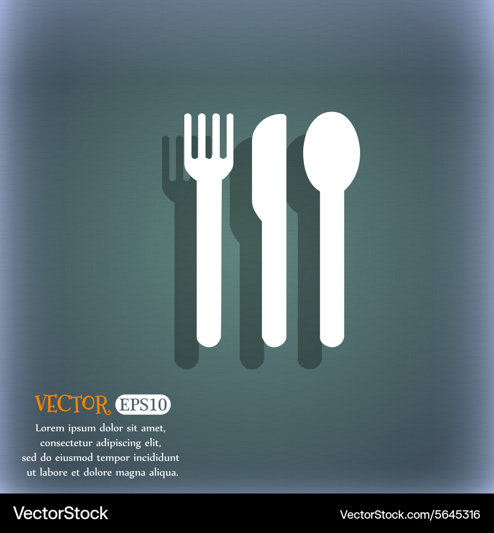 Fork knife spoon icon symbol on the blue-green Vector Image