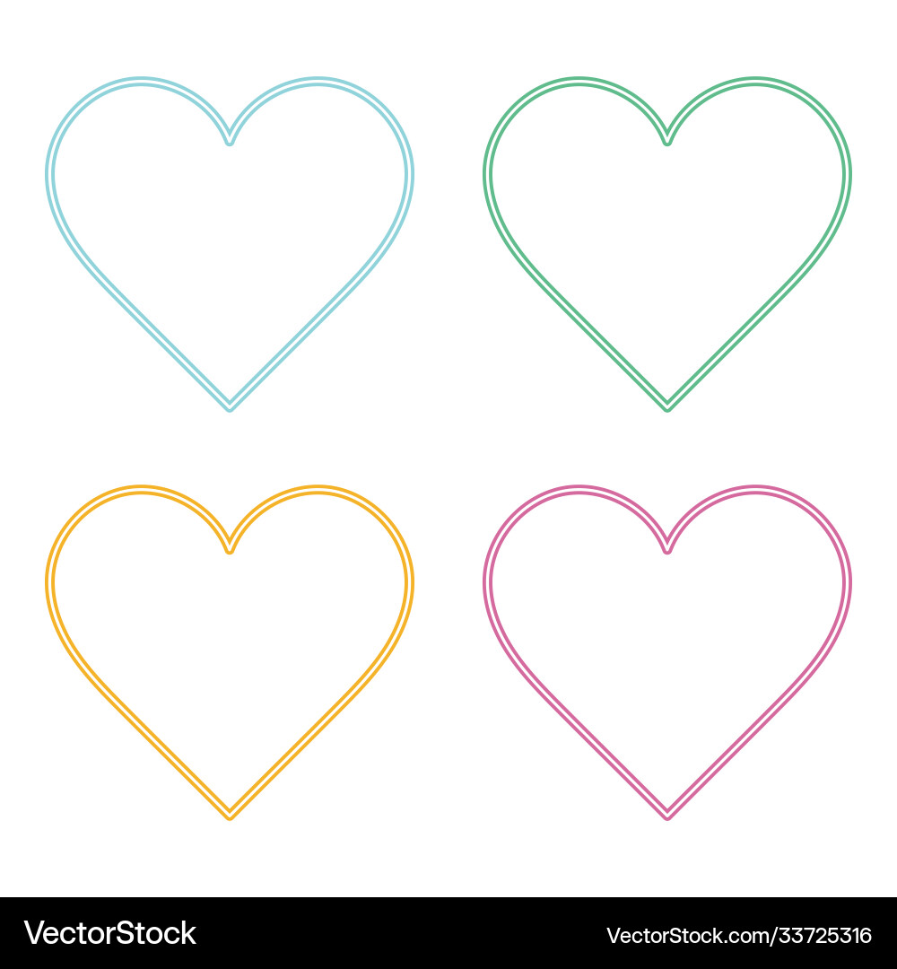 Heart icon with four color variations Heart icon with four color variations vector image