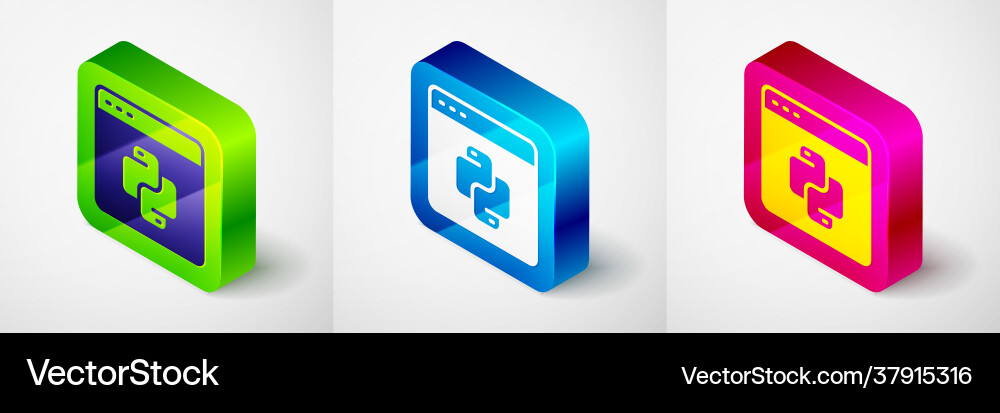 Isometric python Programmiersprache-Symbol Vektorbild