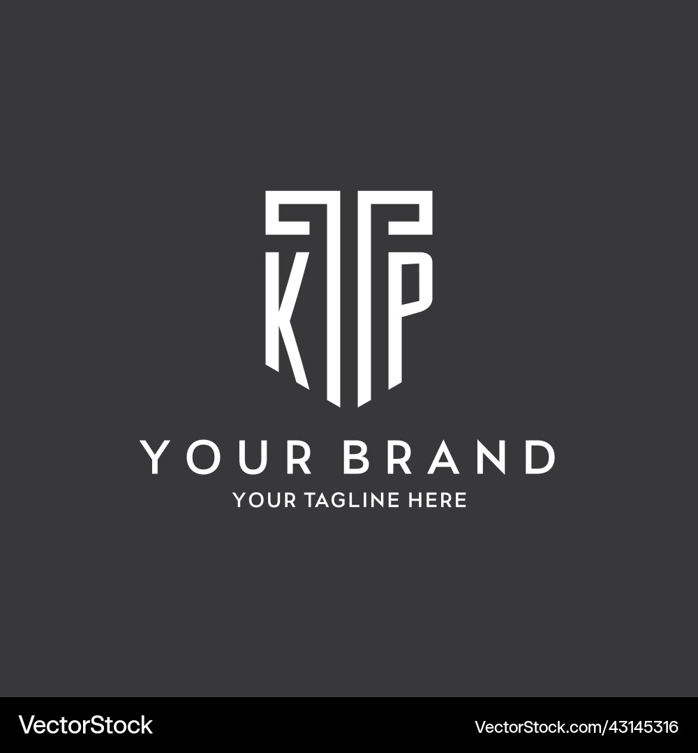 Kp monogram initial name with shield shape icon Vector Image