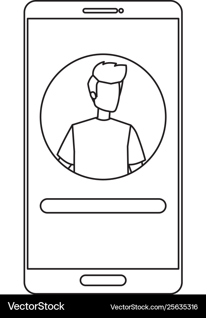 Man acount social in smartphone device character Vector Image