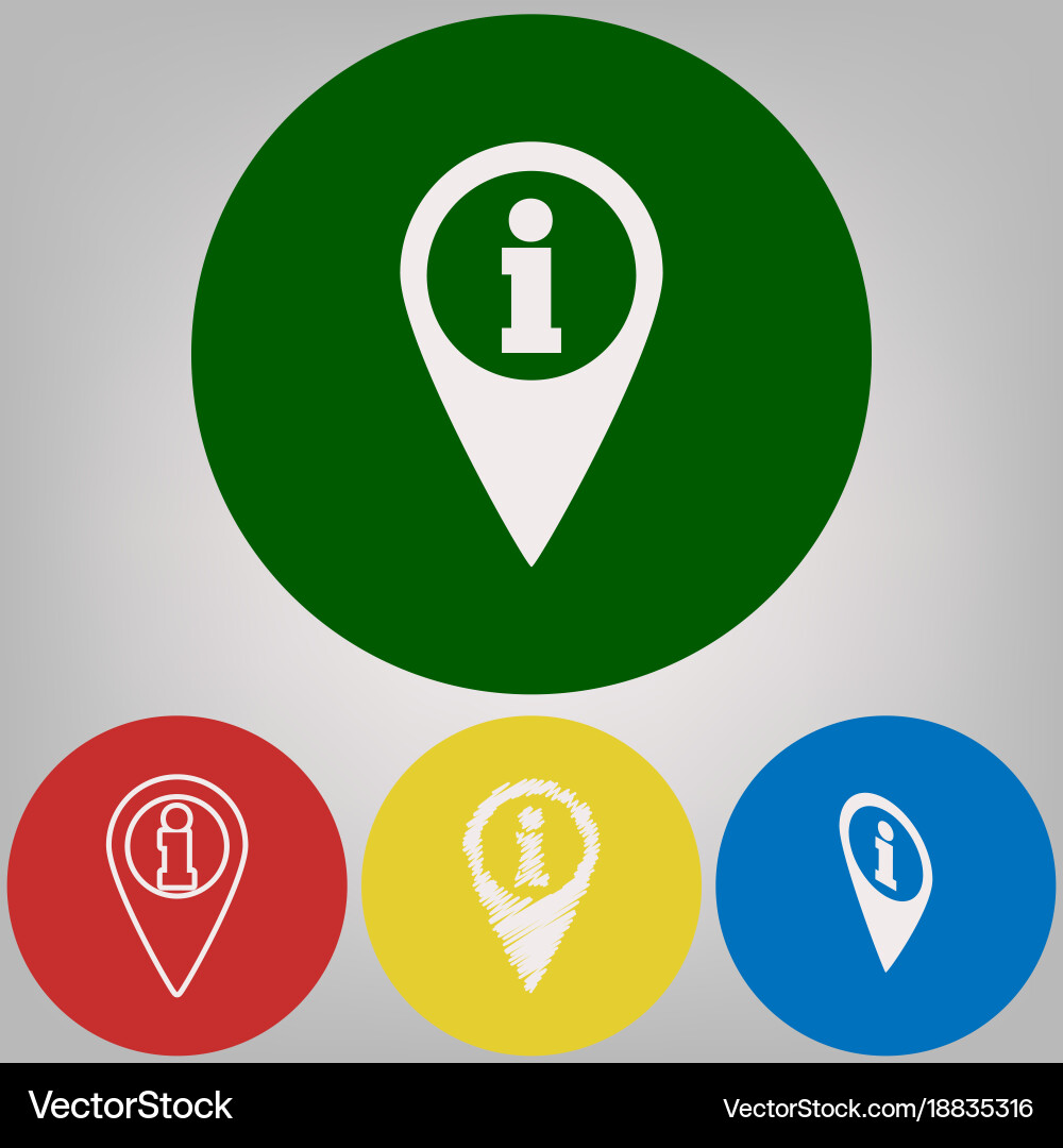 Map pointer with information sign 4 white Vector Image