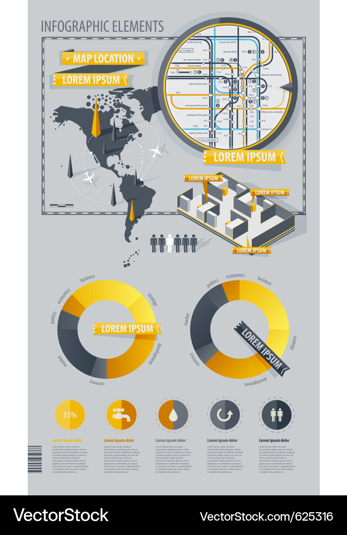 Map & Subway Elements Vector Image