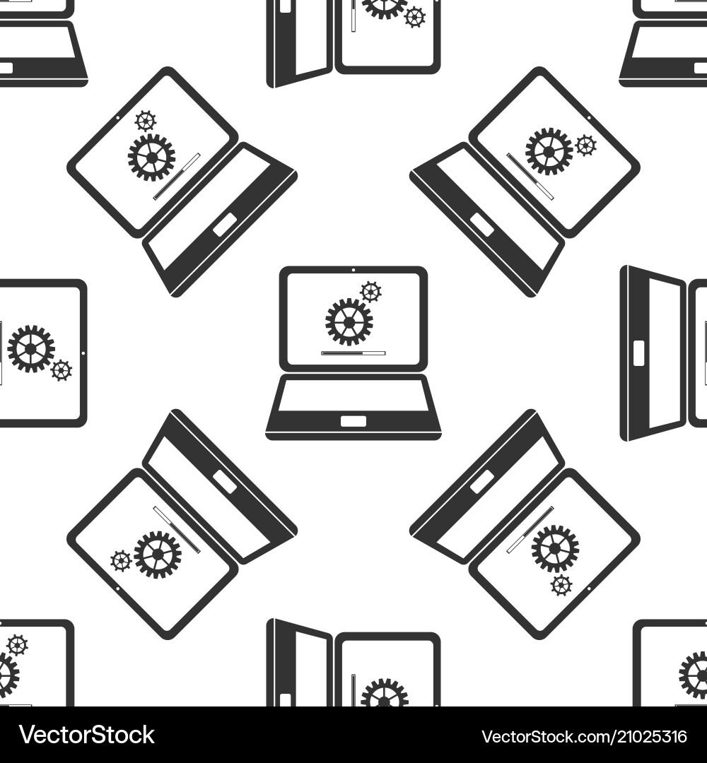 Monitor update process with gearbox loading bar Vector Image