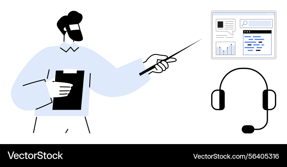 Professional presenting data insights with pointer Professional presenting data insights with pointer vector image