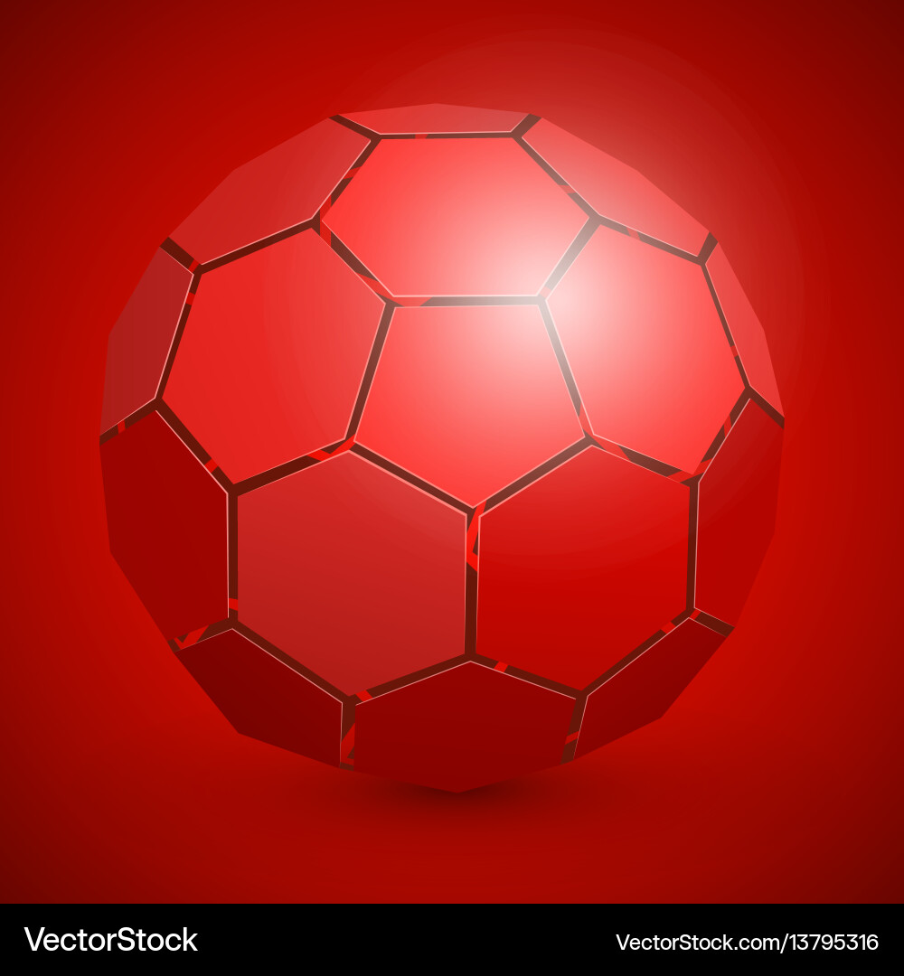 Red 3D Soccer Ball Vector Image