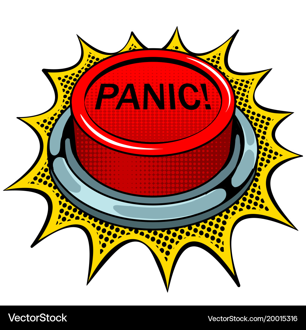 Red Panic Button - Pop Art Style vector image