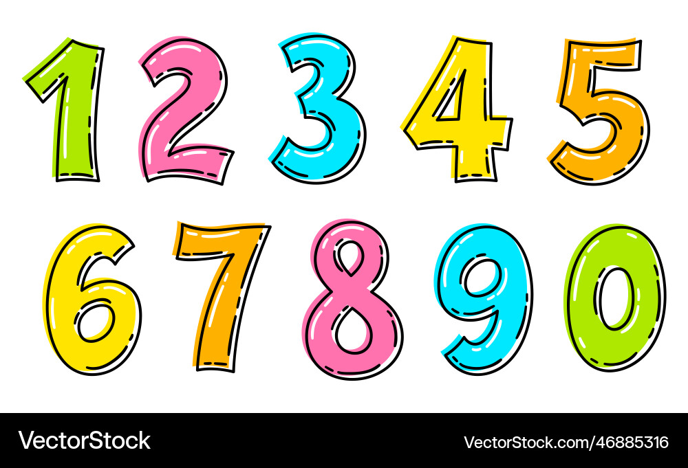 Set of various numbers from 1 to 0 collection Set of various numbers from 1 to 0 collection vector image