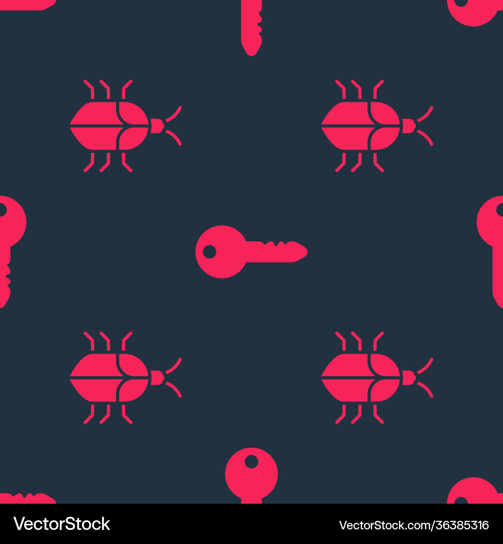 Set system bug concept and key on seamless pattern Vector Image