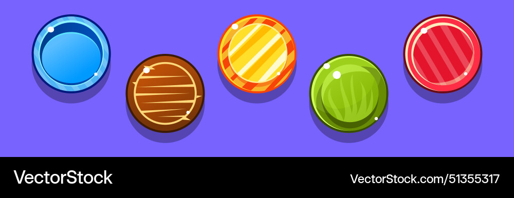 Bright button for game interface design set Bright button for game interface design set vector image
