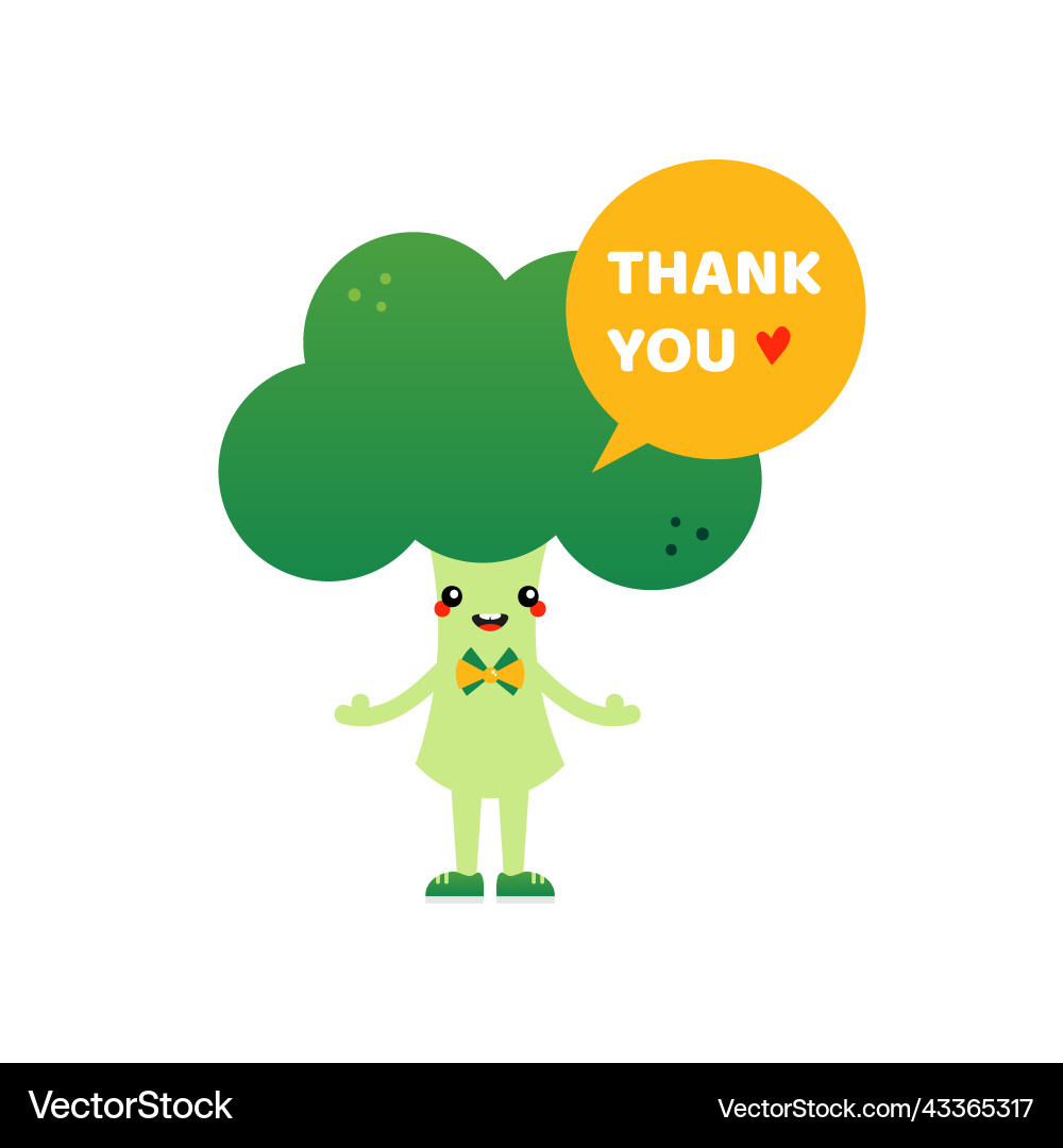Broccoli character saying thank you – Royalty-Free Vector | VectorStock, image size:1000x1080