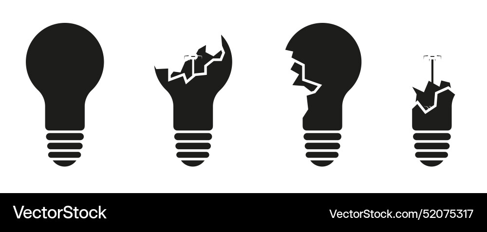 Bulb is dark broken lamp concept a whole light Vector Image
