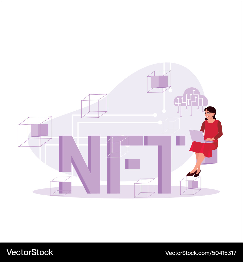 Concept of blockchain and crypto art nft digital Concept of blockchain and crypto art nft digital vector image