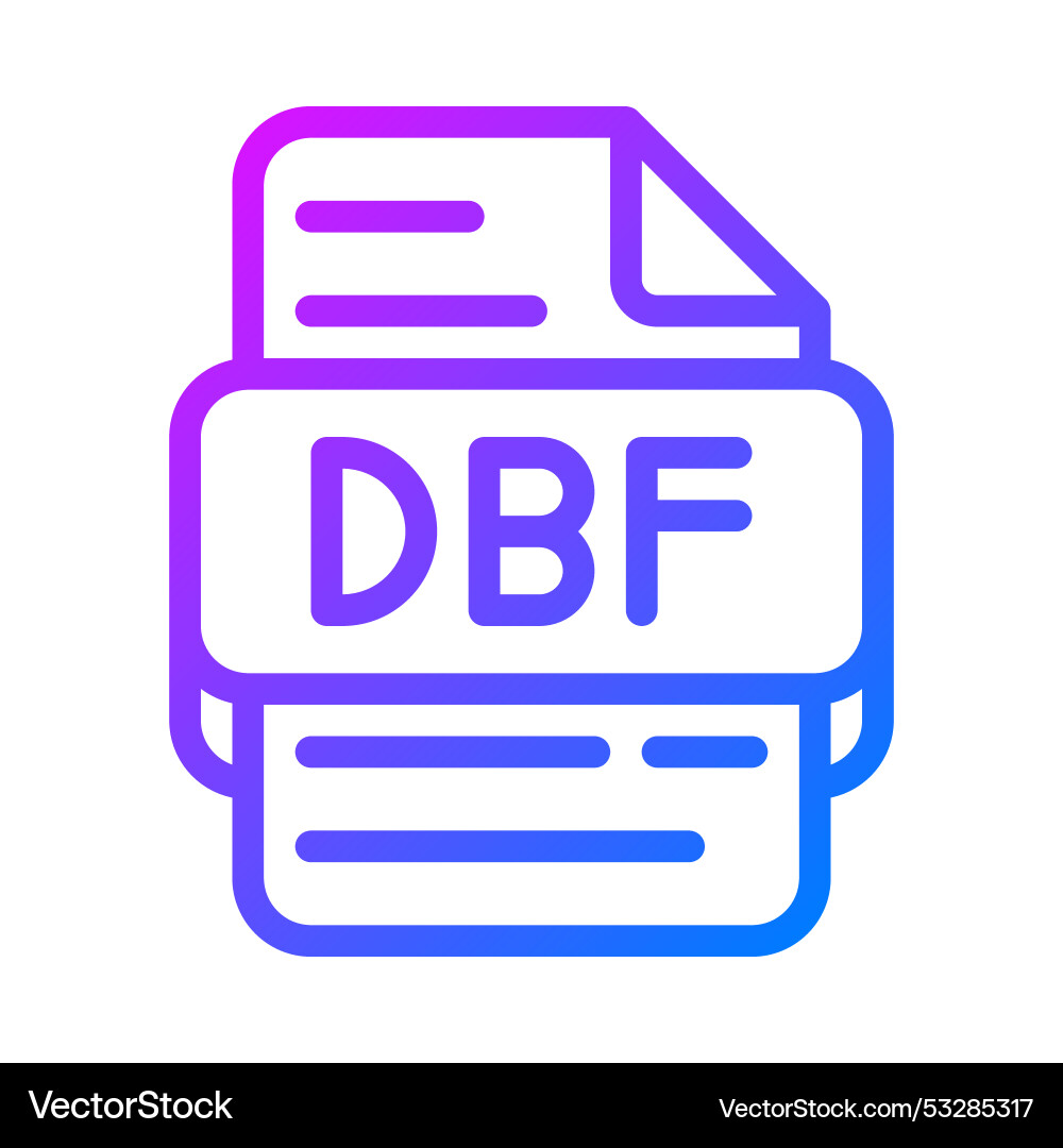 Dbf document format file type icon gradient icons Dbf document format file type icon gradient icons vector image