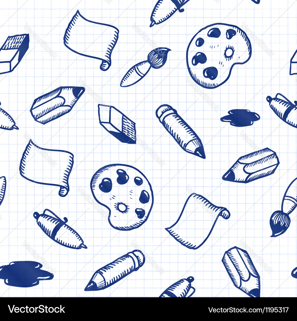 Artist Tools Pattern Doodle Art Tools Pattern Royalty Free Vector Image
