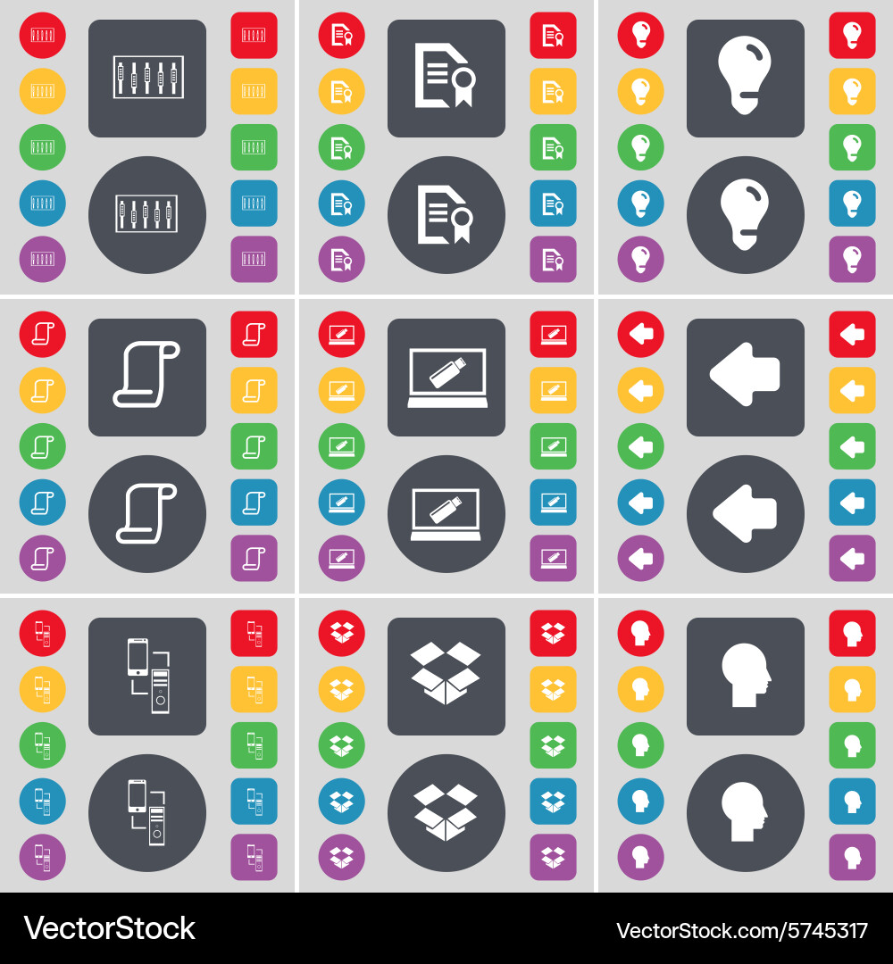 Equalizer text file light bulb scroll laptop arrow vector image