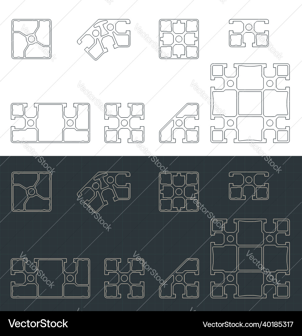 Frame extrusions set blueprints Vector Image